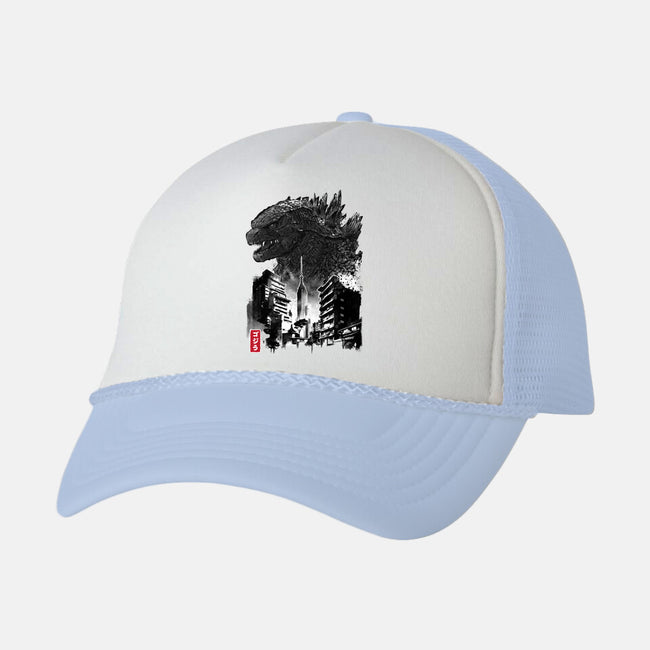 Godzilla Sumi-e-unisex trucker hat-DrMonekers
