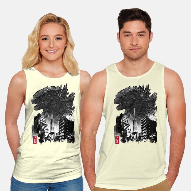 Godzilla Sumi-e-unisex basic tank-DrMonekers