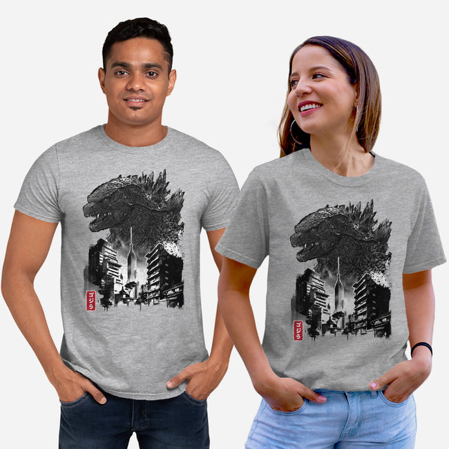 Godzilla Sumi-e-unisex basic tee-DrMonekers