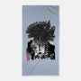 Godzilla Sumi-e-none beach towel-DrMonekers