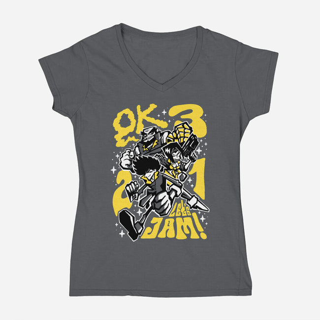 Cowboy Jam-womens v-neck tee-demonigote