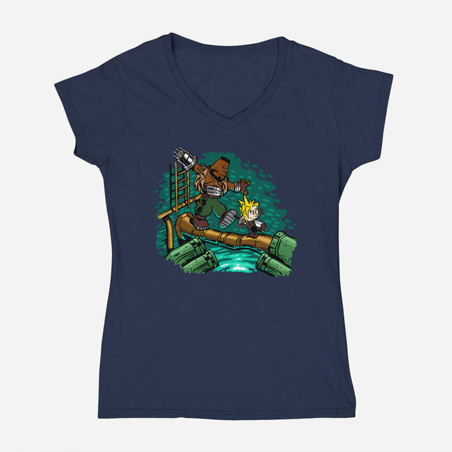 Barret And Cloud-womens v-neck tee-demonigote