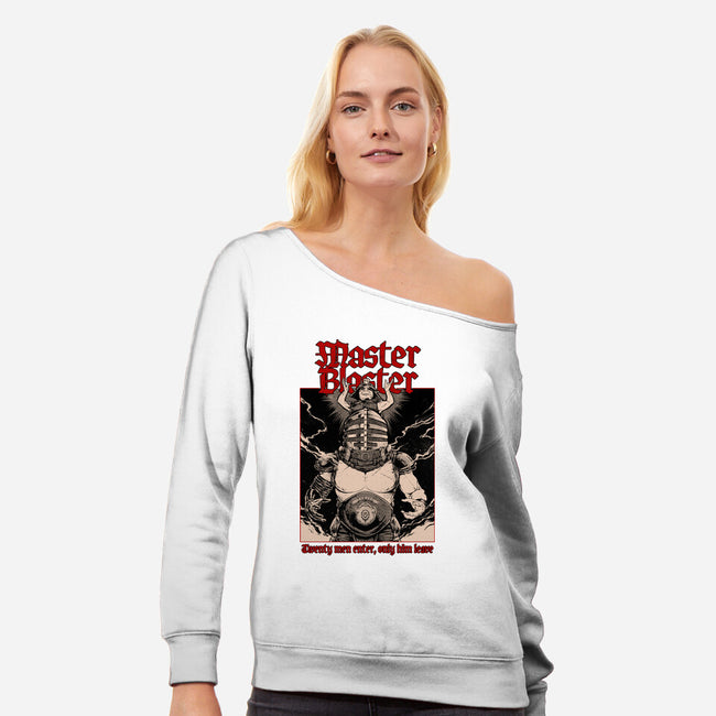 Master And Blaster-womens off shoulder sweatshirt-Hafaell