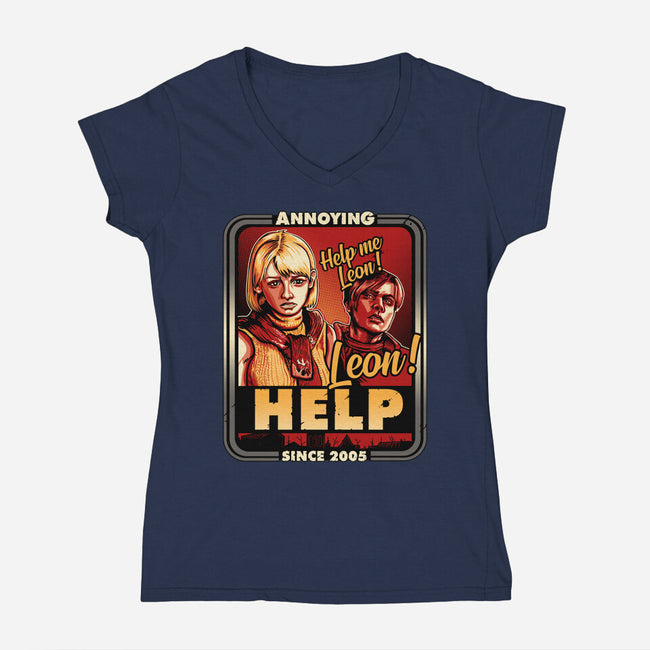 Leon Help-womens v-neck tee-daobiwan