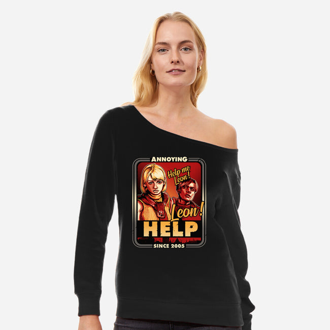 Leon Help-womens off shoulder sweatshirt-daobiwan