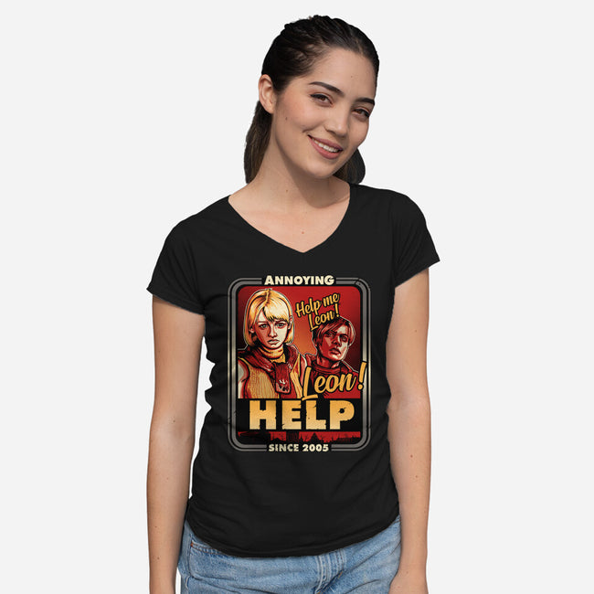 Leon Help-womens v-neck tee-daobiwan