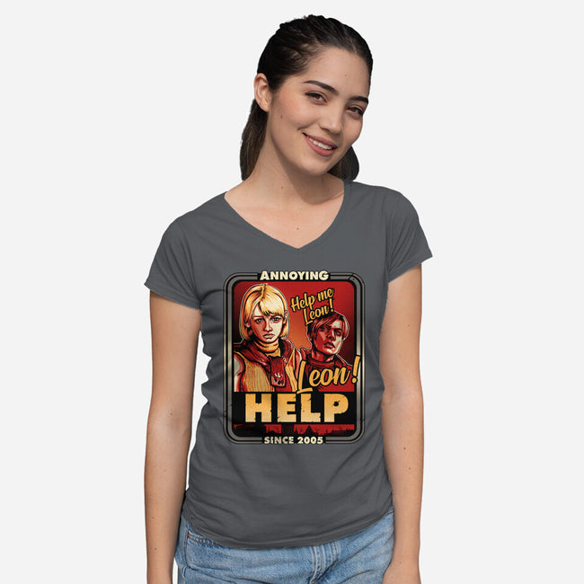 Leon Help-womens v-neck tee-daobiwan