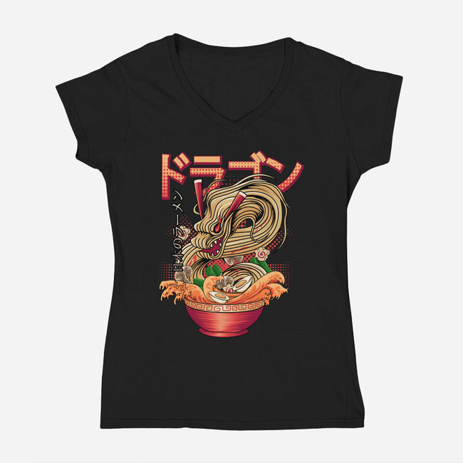 Ramen Dragon-womens v-neck tee-Rudy