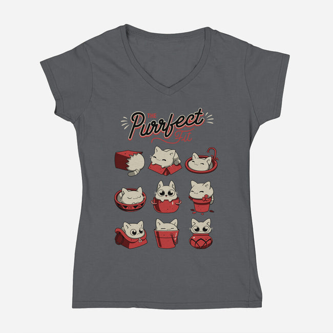The Purrfect Fit-womens v-neck tee-Snouleaf