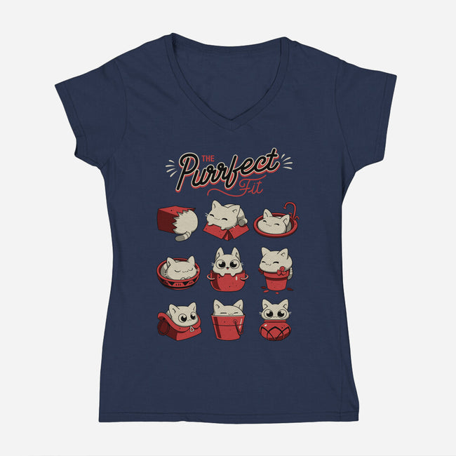 The Purrfect Fit-womens v-neck tee-Snouleaf