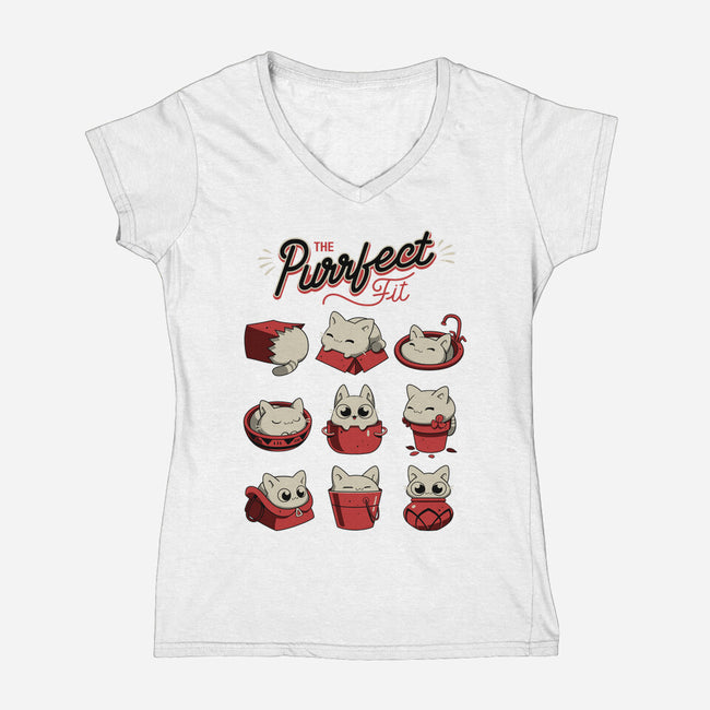 The Purrfect Fit-womens v-neck tee-Snouleaf