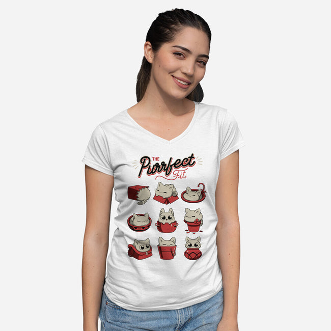 The Purrfect Fit-womens v-neck tee-Snouleaf