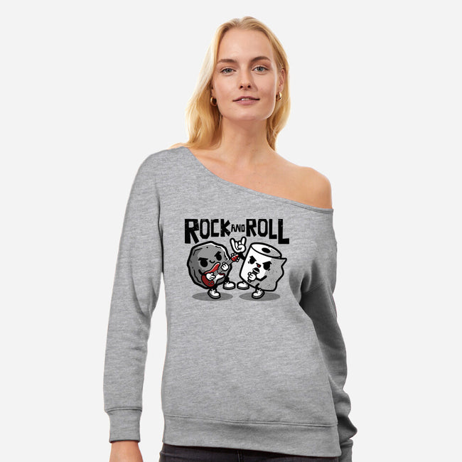 Rock And Toilet Roll-womens off shoulder sweatshirt-NemiMakeit