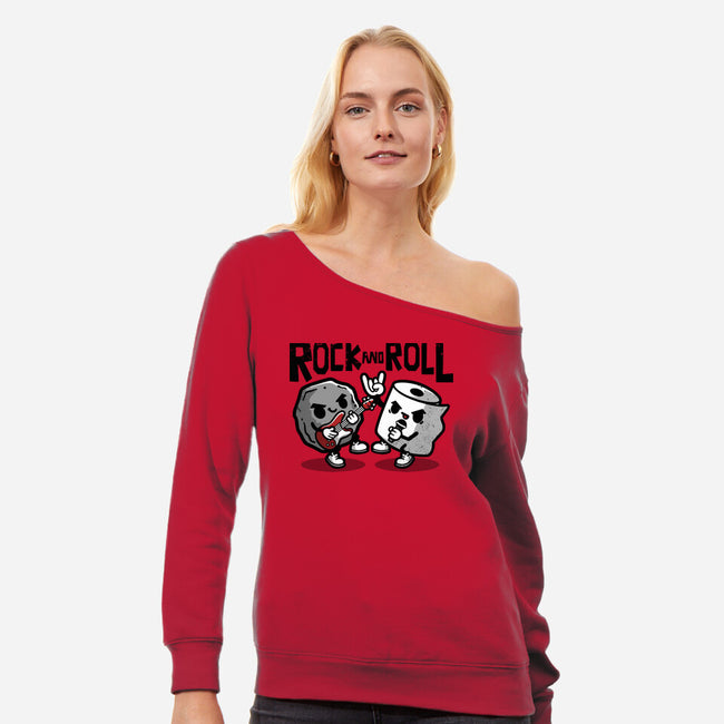 Rock And Toilet Roll-womens off shoulder sweatshirt-NemiMakeit