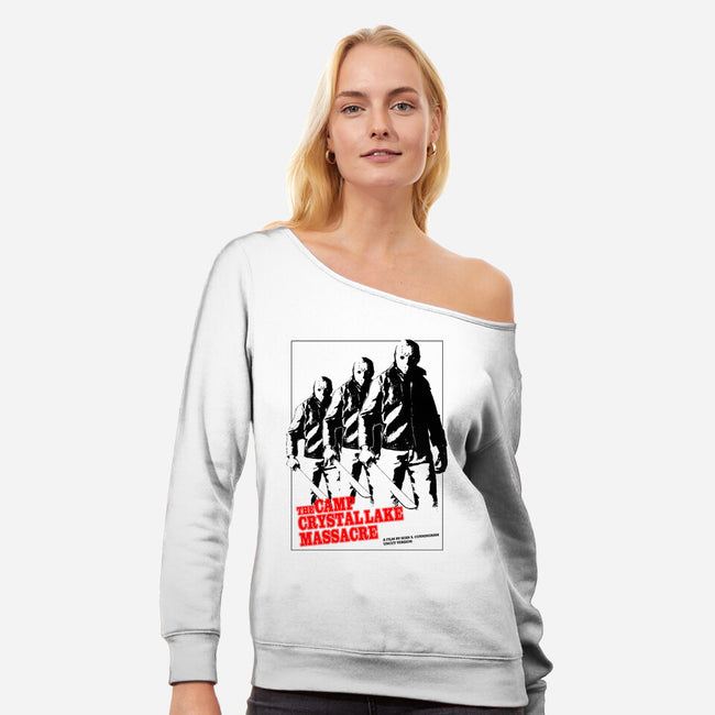 Crystal Lake Massacre-womens off shoulder sweatshirt-goodidearyan