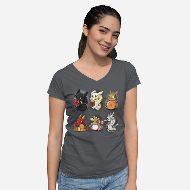 Dragons-womens v-neck tee-Vallina84