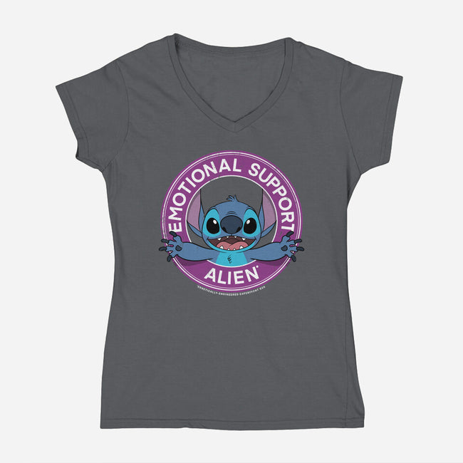 Emotional Support Alien-womens v-neck tee-drbutler