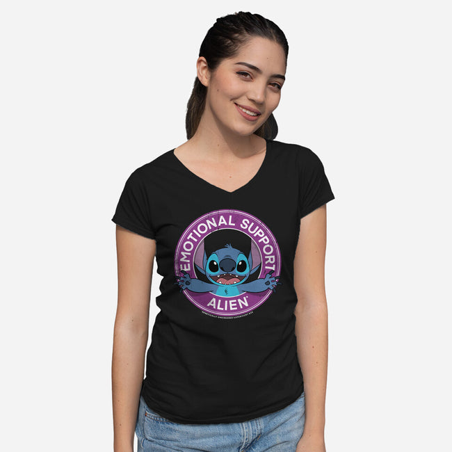 Emotional Support Alien-womens v-neck tee-drbutler