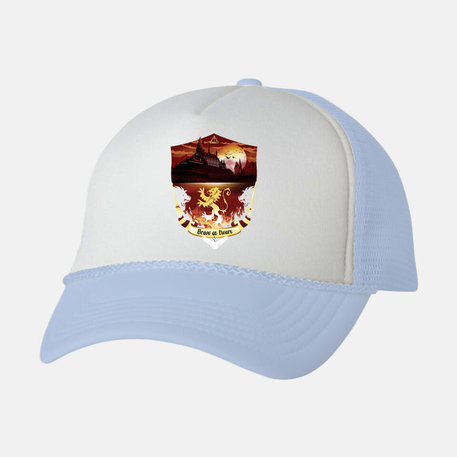 House Of Bravery Badge-unisex trucker hat-dandingeroz