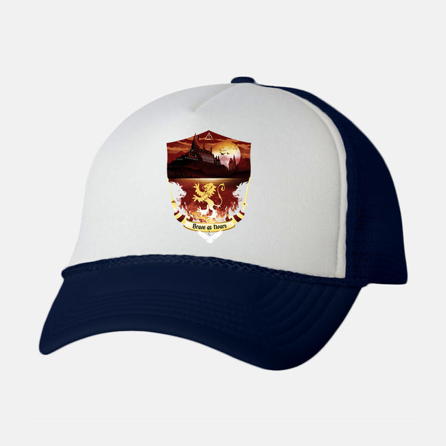 House Of Bravery Badge-unisex trucker hat-dandingeroz