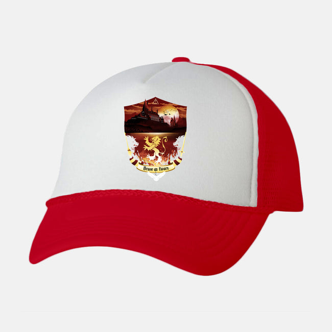 House Of Bravery Badge-unisex trucker hat-dandingeroz