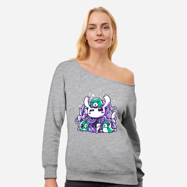 Grubs Protector-womens off shoulder sweatshirt-demonigote