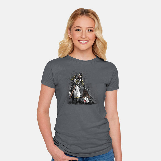 The Rabbit On The Wall-womens fitted tee-zascanauta