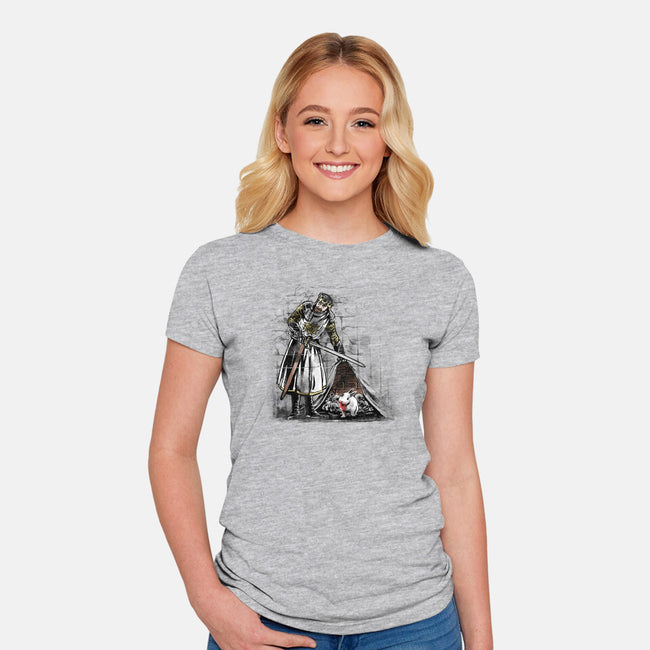 The Rabbit On The Wall-womens fitted tee-zascanauta