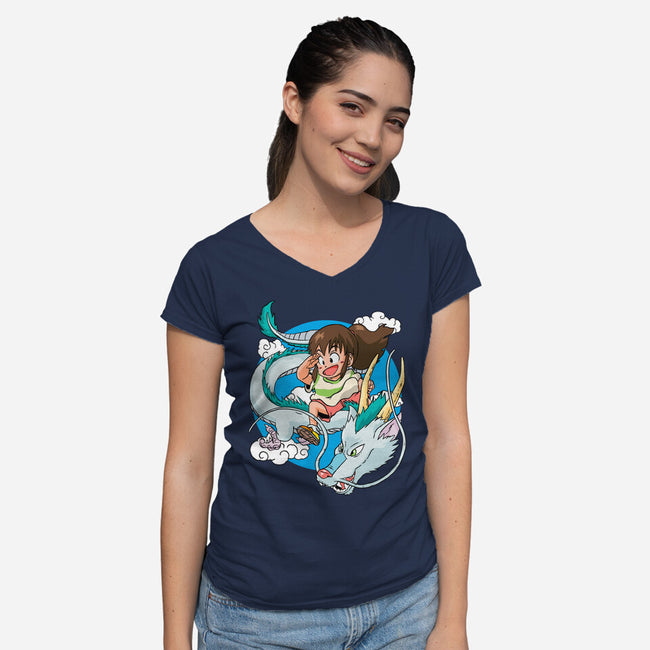 Dragon Haku-womens v-neck tee-demonigote