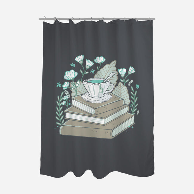 Books And Tea-none polyester shower curtain-xMorfina