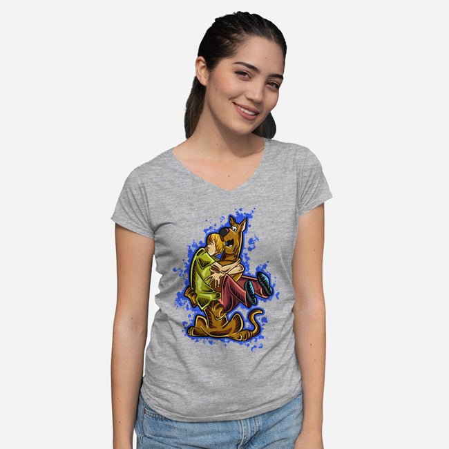 Please Hug Me-womens v-neck tee-nickzzarto