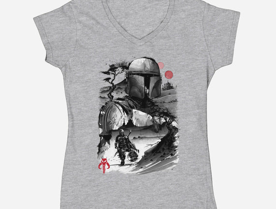 Bounty Hunter In The Desert Sumi-e