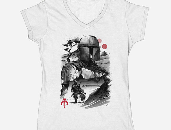 Bounty Hunter In The Desert Sumi-e