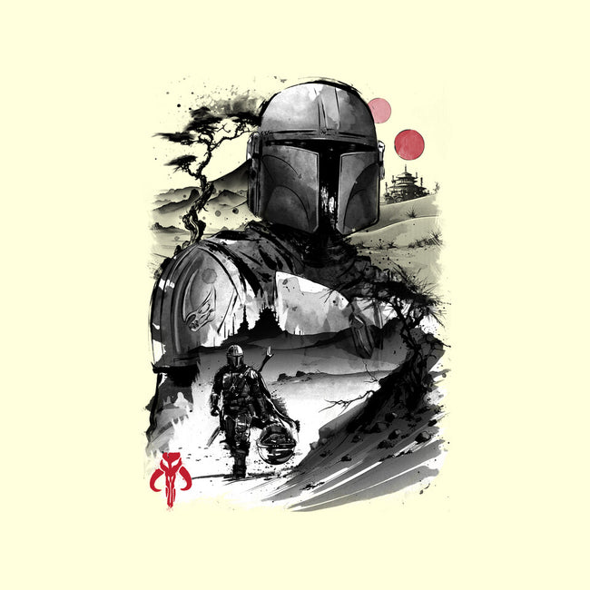 Bounty Hunter In The Desert Sumi-e-none polyester shower curtain-DrMonekers