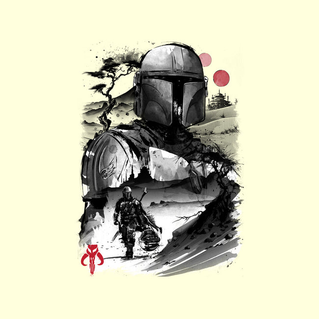 Bounty Hunter In The Desert Sumi-e-none stretched canvas-DrMonekers