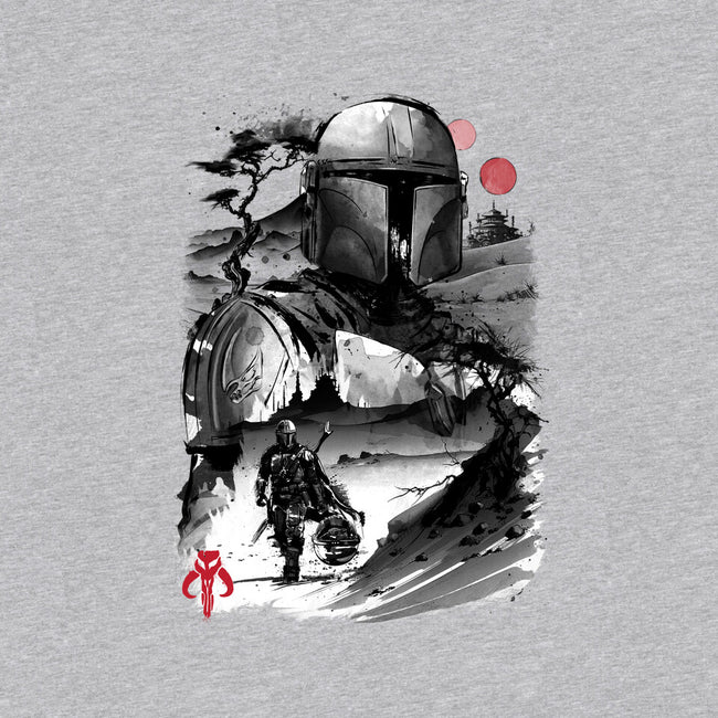 Bounty Hunter In The Desert Sumi-e-womens v-neck tee-DrMonekers