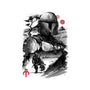 Bounty Hunter In The Desert Sumi-e-none removable cover throw pillow-DrMonekers