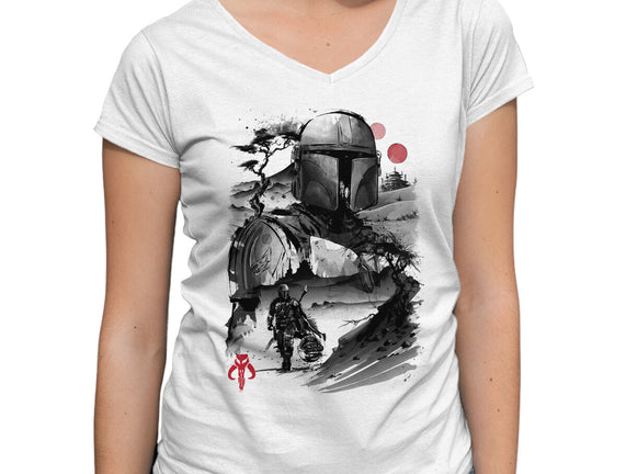 Bounty Hunter In The Desert Sumi-e