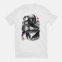 Bounty Hunter In The Desert Sumi-e-womens fitted tee-DrMonekers