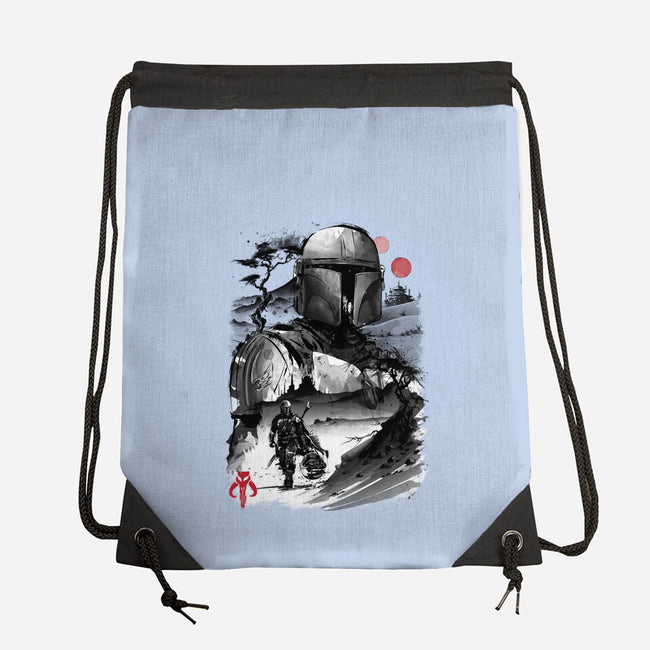 Bounty Hunter In The Desert Sumi-e-none drawstring bag-DrMonekers