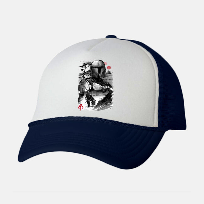 Bounty Hunter In The Desert Sumi-e-unisex trucker hat-DrMonekers