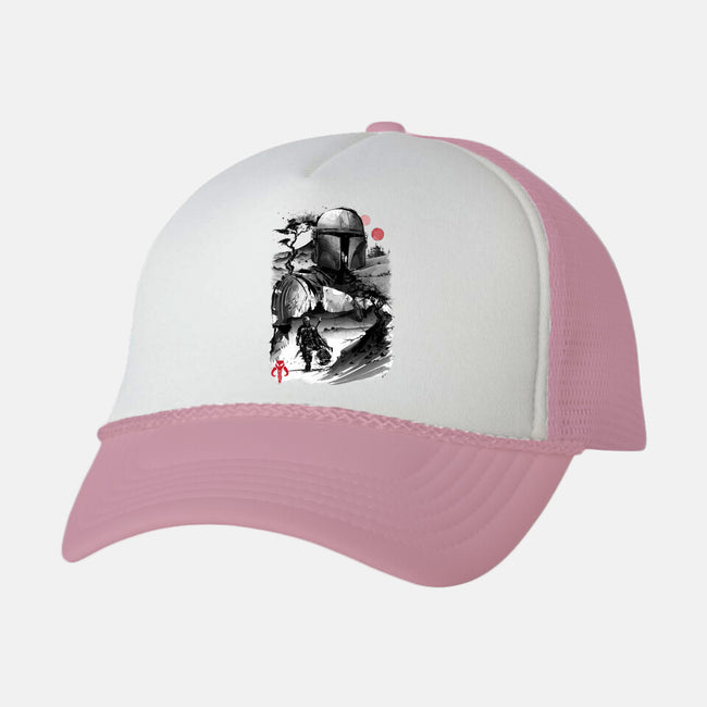 Bounty Hunter In The Desert Sumi-e-unisex trucker hat-DrMonekers