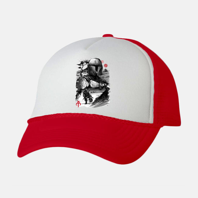 Bounty Hunter In The Desert Sumi-e-unisex trucker hat-DrMonekers