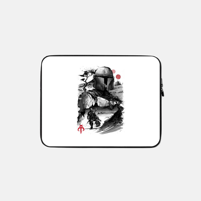 Bounty Hunter In The Desert Sumi-e-none zippered laptop sleeve-DrMonekers