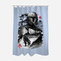 Bounty Hunter In The Desert Sumi-e-none polyester shower curtain-DrMonekers