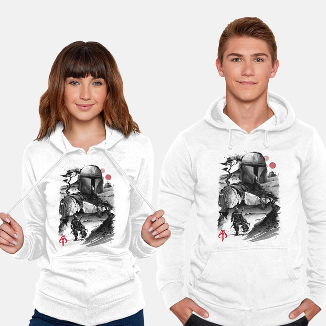 Bounty Hunter In The Desert Sumi-e-unisex pullover sweatshirt-DrMonekers