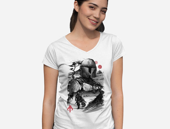 Bounty Hunter In The Desert Sumi-e