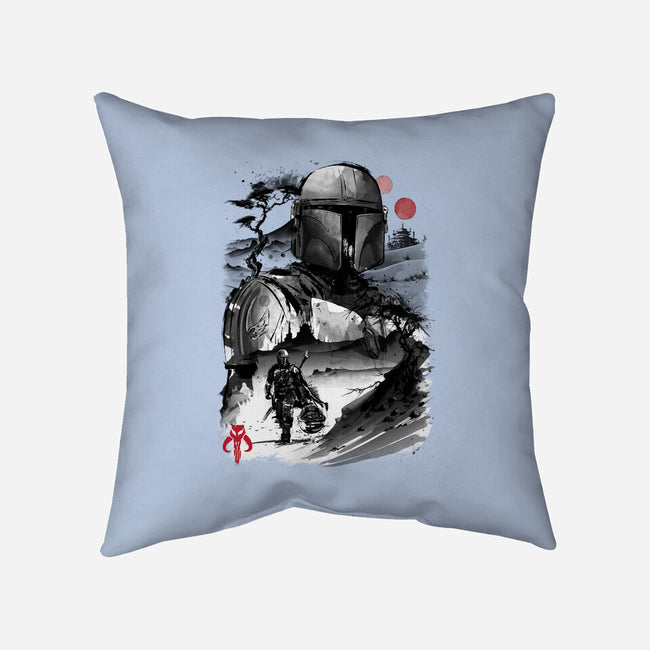 Bounty Hunter In The Desert Sumi-e-none removable cover w insert throw pillow-DrMonekers
