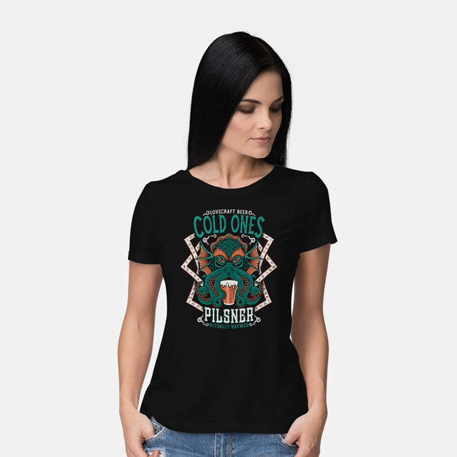 Cold Ones LoveCraft Beer-womens basic tee-Nemons