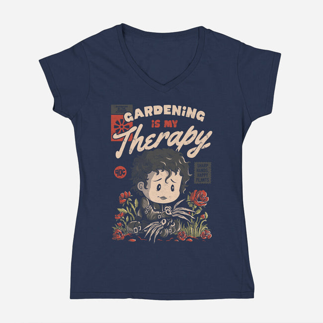 Gardening Is My Therapy-womens v-neck tee-eduely